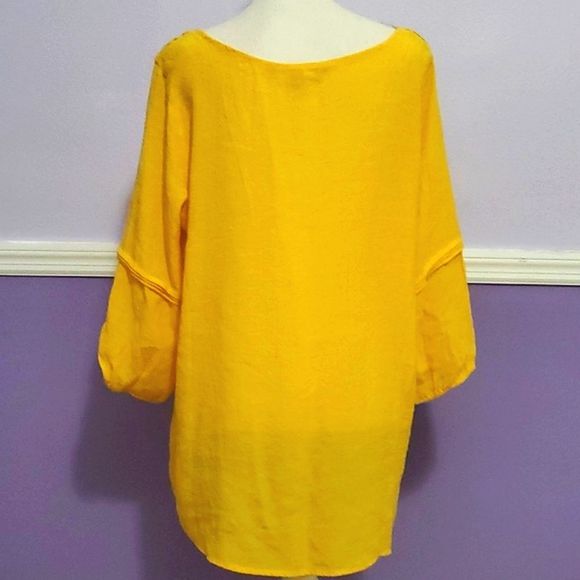 Hope & Harlow Boho Romantic Yellow Laced Swing Flowy High Low Top Spring Easter - Picture 6 of 11